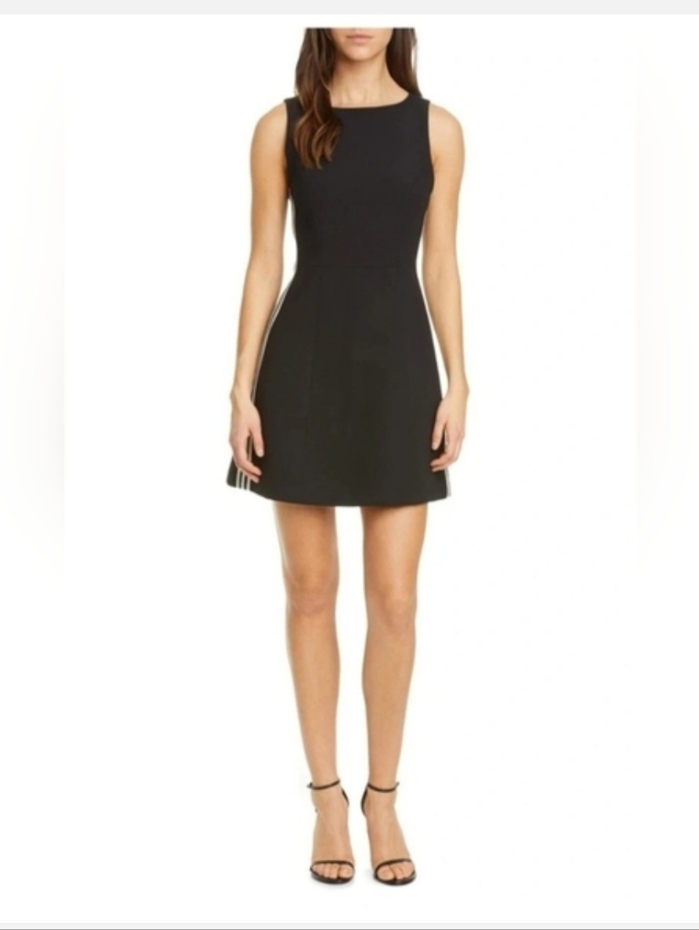 Alice + Olivia lindysey Black crew neck Mini Dress with White Stripes Size 10 - Picture 10 of 16